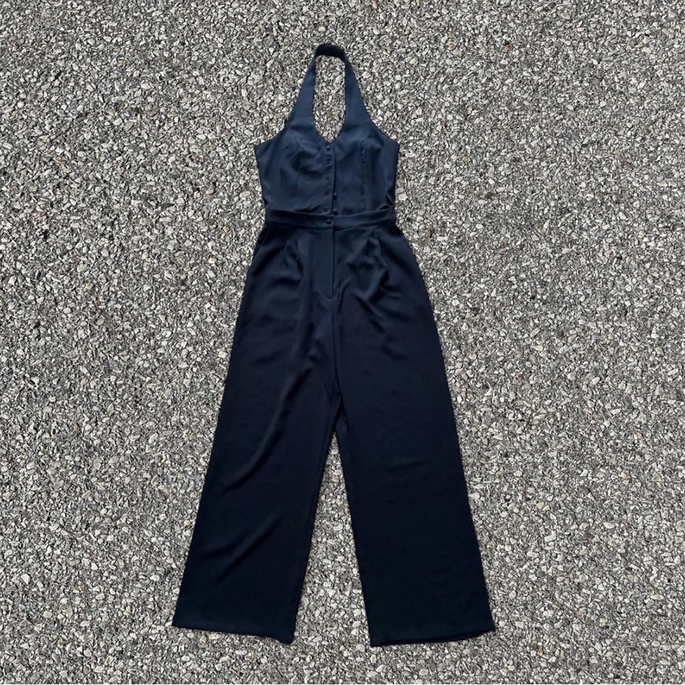 ADELYN RAE Farrah Halter V-Neck Jumpsuit